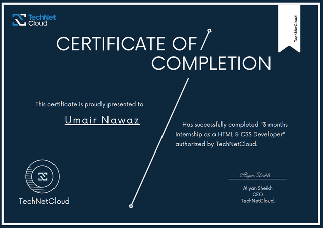 Internship of HTML-CSS Developer Certificate