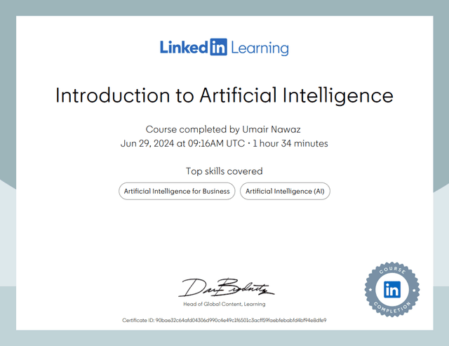 Introduction to Artificial Intelligence Certificate