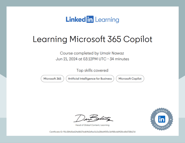 Learning Microsoft 365 Copilot Certificate